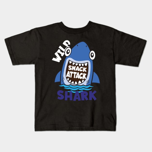 Shark Snack Attack Kids T-Shirt by Mako Design 